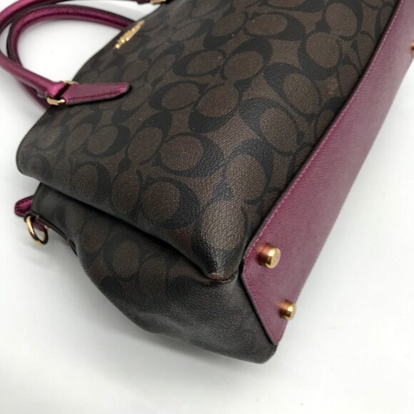 Coach Brown And Purple Monogram Convertible Satchel Bag F73292 - Picture 9 of 11
